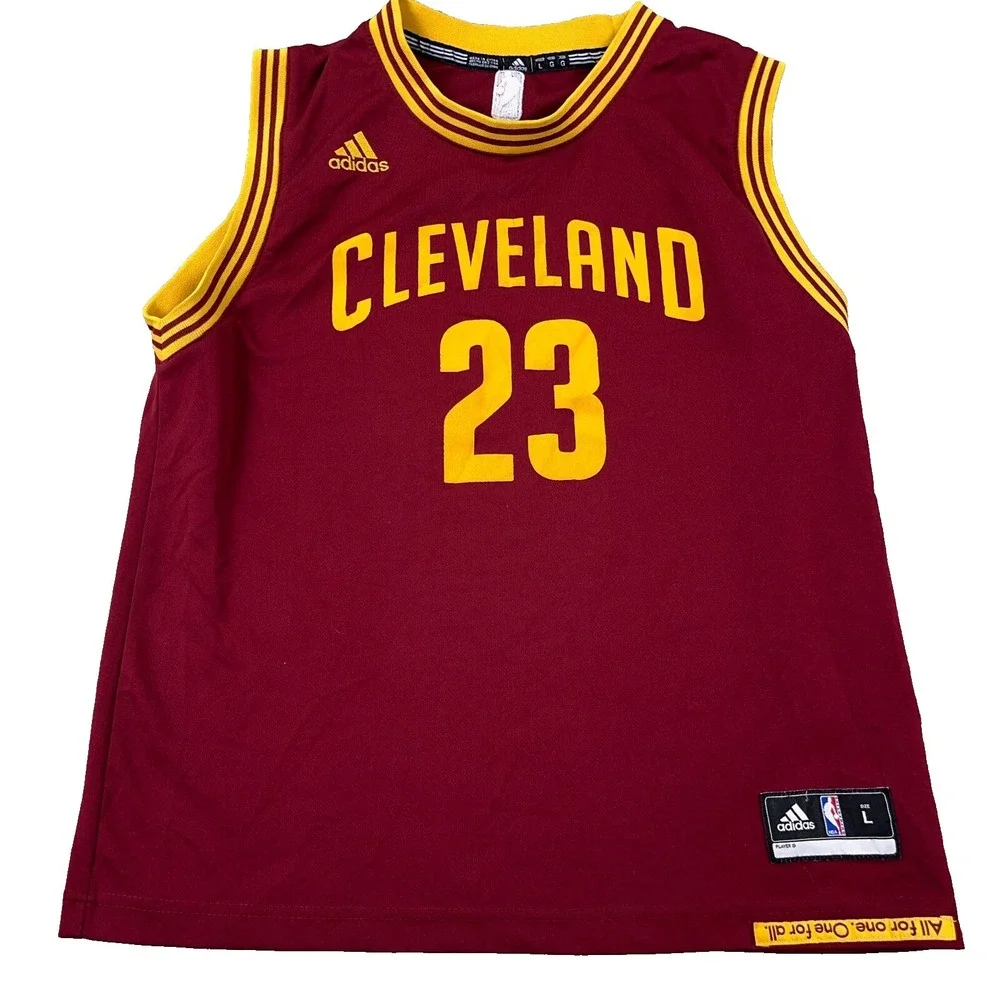 Cleveland Cavaliers LeBron James‎ Jersey Youth Large Maroon Yellow Adidas Boys *